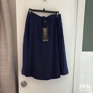White Mark Elegant Blue Midi Skirt
